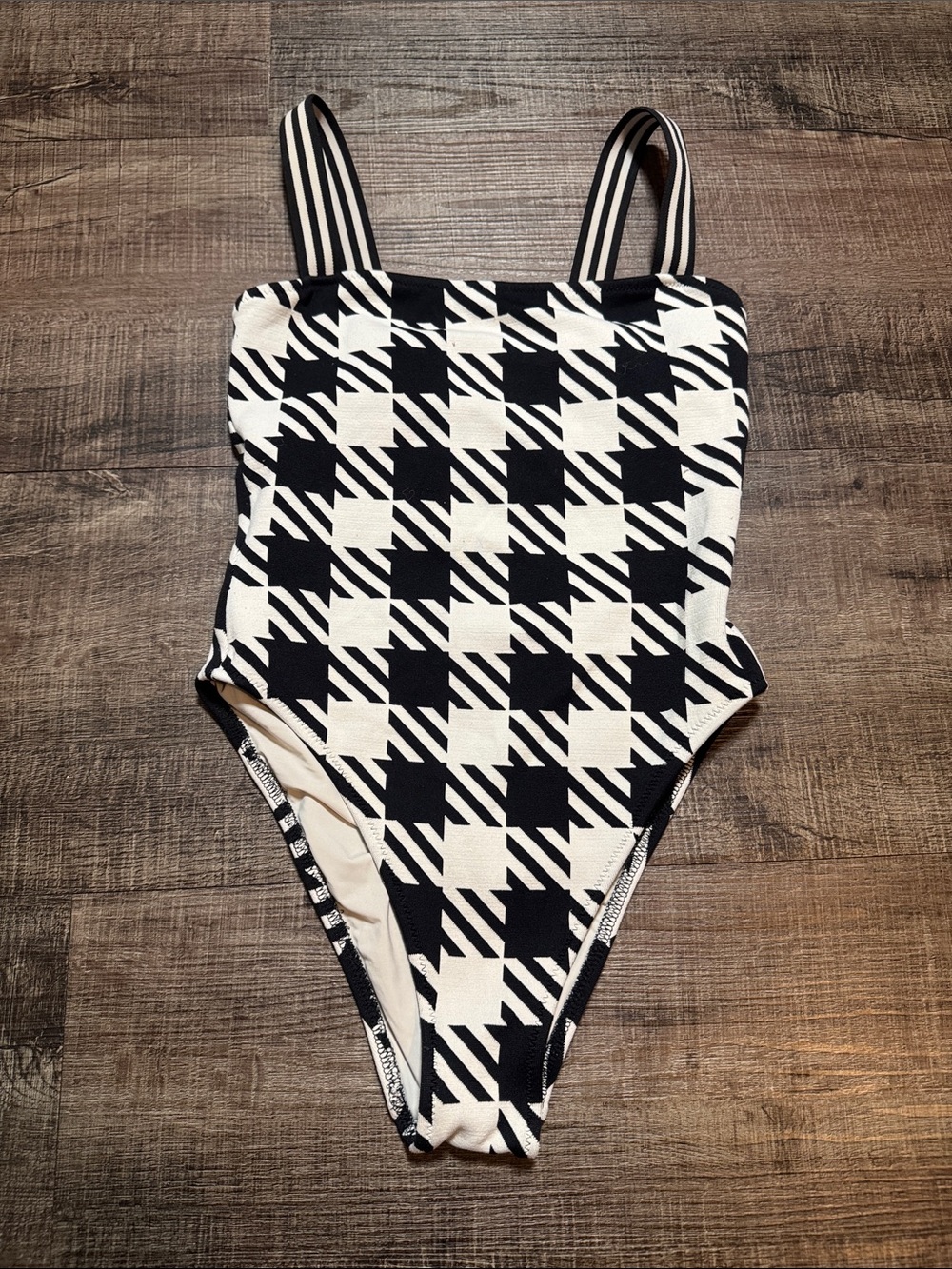 SOLID & STRIPED Black and White Check One-Piece Swimsuit